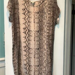 Joie Neutral Snake-Print Short Sleeve Dress